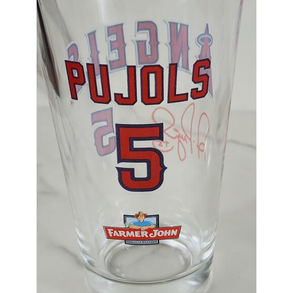 LA Angels Albert Pujols #5 Pint Beer Glass 16oz Drinkware 5 1/2" Tumbler x2 - Picture 4 of 13